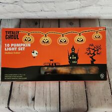 Vintage Totally Ghoul  Pumpkin 2 Strings Of 10 Lights  Indoor/Outdoor Blow Mold  picture