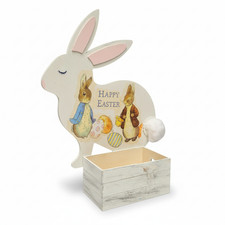 Handmade Wooden Happy Easter Bunny & Mother Basket Holder Decor picture