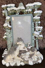 Wolf Pack Family Sitting Statue and Picture Frame picture