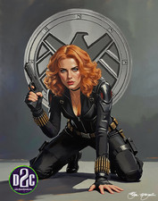 Comic Art One of a Kind Acrylic Painting of The Black Widow picture