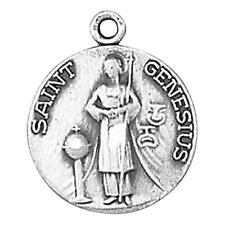 St Genesius Medal Size .75 in Dia and 18 in Chain Jeweled Cross Collection picture
