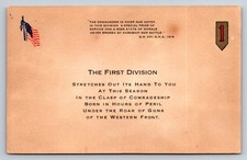 WWI US First Division 1918 Western Front Patriotic Postcard Military History picture