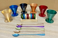 VTG Anodized Aluminum Drink Cone Tumblers, Tall Stirs Spoons, + Retro Bar Ware picture