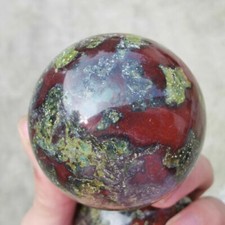 A+ 1PC Natural Dragon Blood Stone Quartz Sphere Crystal Ball Reiki Heal 45mm+ picture