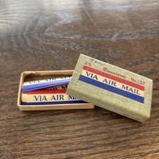 Dennison's VIA AIR MAIL No. 137 Labels Vintage Slider Box VINTAGE Partial Box picture