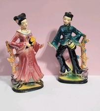 Stunning Vintage Art Deco 1940s Asian Prince & Princess Figurines 10