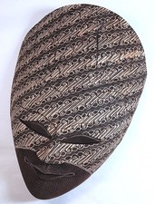 Batik Mask, Javanese, Dark Brown and White, Super Detail, Approx 11.5