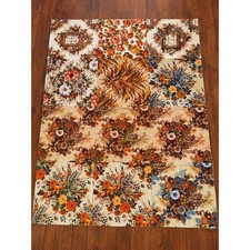 Vintage 1970s Style Floral Patchwork Velveteen Coverlet 80X104 Boho Cottagecore picture