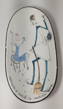 Milvia Quadrifoglio MCM Vintage Art Pottery Florence Italy Leather Trinket Dish picture