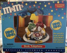 VTG M&M'S CANDY ANIMATED TALKING LIGHT UP CORDED DESK TELEPHONE LAND LINE NEW picture
