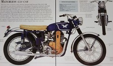 Matchless Motorcycle Bike Picture Out of Print Spec Sheet Vtg Decor picture