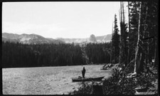 View of a boater on an unidentified lake California Old Photo picture