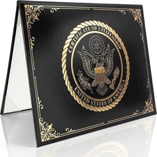 US Citizenship Certificate Holder Black - Faux Leather Certificate Protector picture
