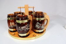 VTG Ranch Set Amber Glass Mug SIESTA WARE Western Cowboy Barware Set NIB picture