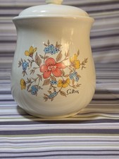 Vintage 70s Saltera Floral Canister Wildflower Cottagecore Kitchen Decor Retro picture