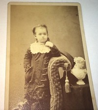 Antique Victorian American Roman Statue Interesting Fashion Child CT CDV Photo picture
