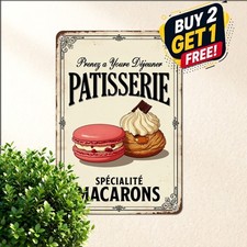 Parisian Pastry Shop Sign Vintage French Sweet Dessert Metal Tin Plaque 8x12 picture