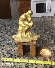 Antique Vintage Gold Cast Iron Bookend Auguste Rodin's 