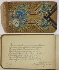 1882 antique AUTOGRAPH ALBUM ashley pa ANNA P RHOADS genealogy victorian picture