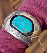 BIG OLD Very Fine Navajo 96g 925 Turquoise Shadowbox 2