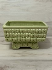 VTG FAPCO Fredericksburg Art Pottery Green Pedestal Planter Tooth Pattern picture