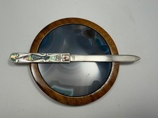 Vintage Silver with Abalone Inlays Letter Opener Made in Mexico picture