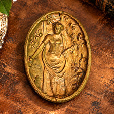 Risque Antique Bronze Catchall Tray Art Nouveau Figural Dish Cheeky Lady Vanity  picture