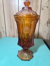 ✅Vintage Rare Fostoria Amber Coin (Eagle and Torch) Glass Candy Dish picture