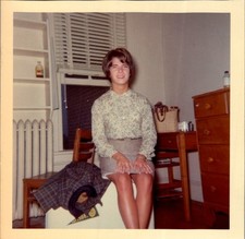 1963 Hollins College Dorm Room Young Woman Bouffant & Mini Skirt Photograph picture