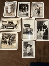 Vintage 1920s-1930s Photo Snapshot Lot (8pc) - Fox Tone Borders, Antique Cars picture