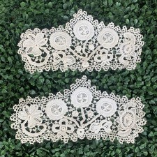Fun Flattering & Fabulous Antique Floral Irish Crochet Cuff Set picture
