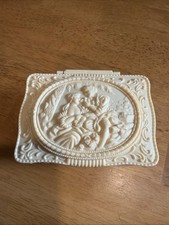 Vintage Celluloid Style Jewelry Box French Provincial Cherub Trinket Case picture