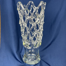 Vintage Handblown Open Lattice Vase 15.5