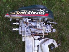 Vintage 1950’s Scott Atwater Outboard Boat Motor Shift 1-16, 5 HP Vtg picture