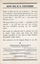 Creighton's Int Restaurant Riviera Beach FL Florida Advertising Vtg Postcard I6 picture