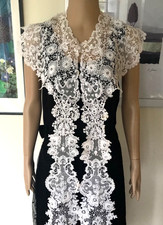 Beautiful Antique white lace Collar Dress Front 84 inches long picture