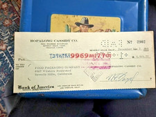 Hopalong Cassidy Metal Lunch Box w Thermos Aladdin Vintage 1950 + Signed Check picture