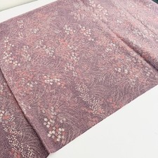 Mauve Wildflower #B 14x66 LONG Vintage Chirimen Japanese Kimono Silk Fabric CK69 picture