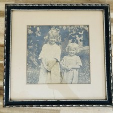 Antique Vintage Matted Framed Photograph Young Sisters Black & White Ohio? picture