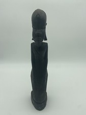 Vintage Besmo Made In Kenya Kneeling Wooden Statue 10.25” Paint Worn At Base picture