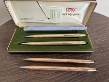 Lot of 4 Vintage Cross Classic Century Pens Pencil 14K & 12K Gold Filled W/ Case picture