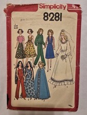 Simplicity 8281 Vintage Pattern Fashion Doll Clothes Barbie Cher Farrah 1977 Cu picture