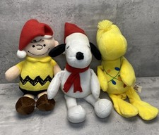 Vintage 2014 Peanuts Charlie Brown Snoopy Woodstock Christmas Plush Lot picture