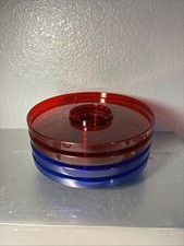 Vtg HJ Stotter Acrylic Nesting Trays/Plates Stackable MCM Red Blue 4 Retro picture