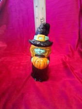 Vintage Hand-Painted Witch Figurine - Signed R.Y. '81 - Halloween Folk Art picture