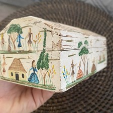 VINTAGE Benito Fosado Hand Painted MEXICO Folk Art Wood Trinket Box SIGNED RARE picture