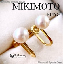 Mikimoto Akoya Pearl Earrings K14 Yellow Gold Approx. 6.5mm picture