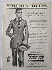 1919 Men's Styleplus Clothes Suit Vintage Fashion Art ad picture