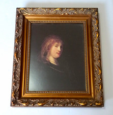 Vintage Rembrandt Saskia Print Hudson’s Detroit Framed Print Ornate Frame Gold picture