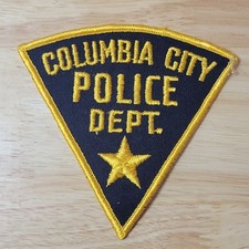 Vintage Columbia City Indiana Police Patch IN Cheesecloth Back Obsolete picture